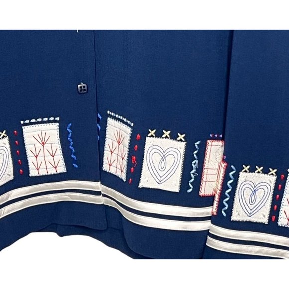 Draper’s & Damons 3X Jacket blouse Button front Embroidered Patchwork long sleev - Picture 4 of 14